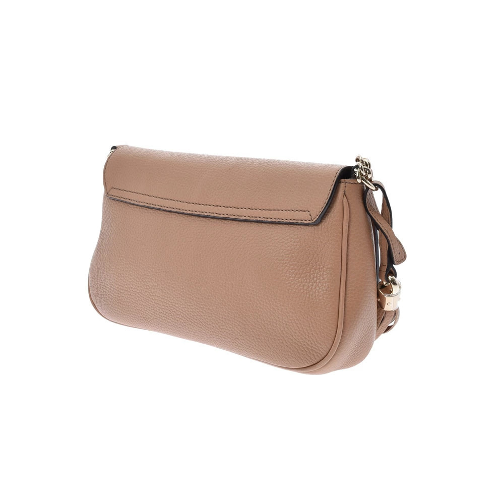 Gucci Shoulder Beige Soho Chain Embossed Bag Leather Interlocking Tan